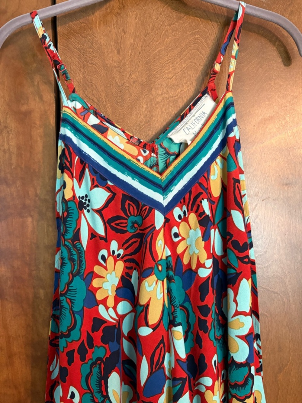 Vibrant Red Floral Handkerchief Hem Maxi Skirt